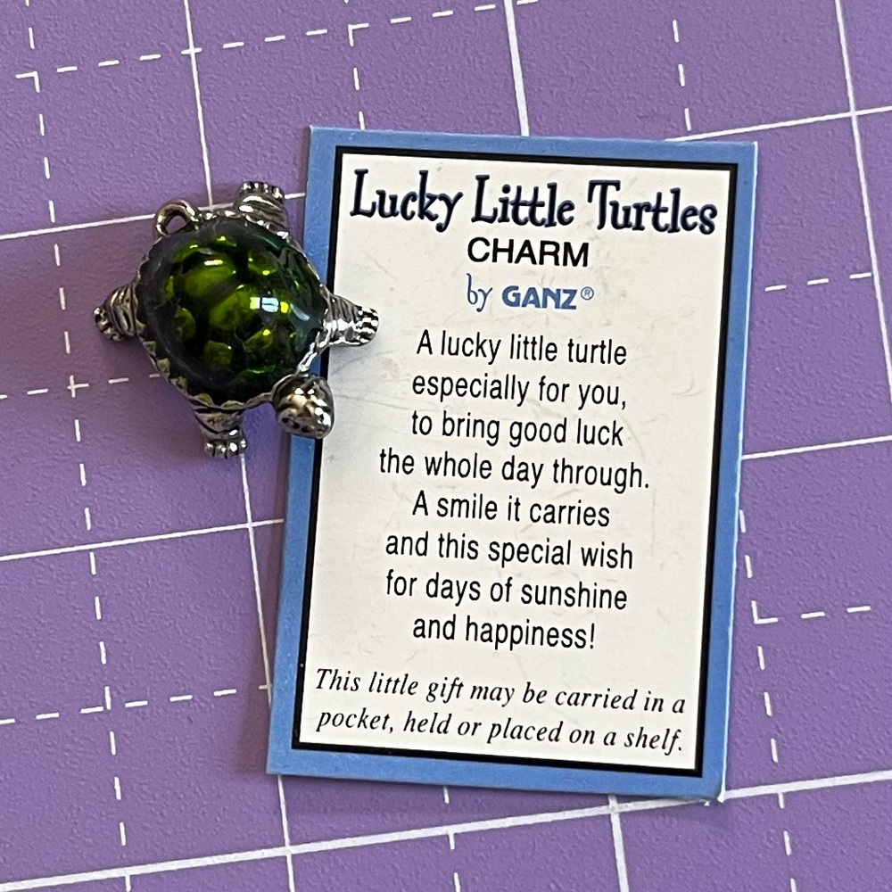 Lucky Little Turtles Mini Inspirational Pocket Size Silver Tone Charm by Ganz 🐢